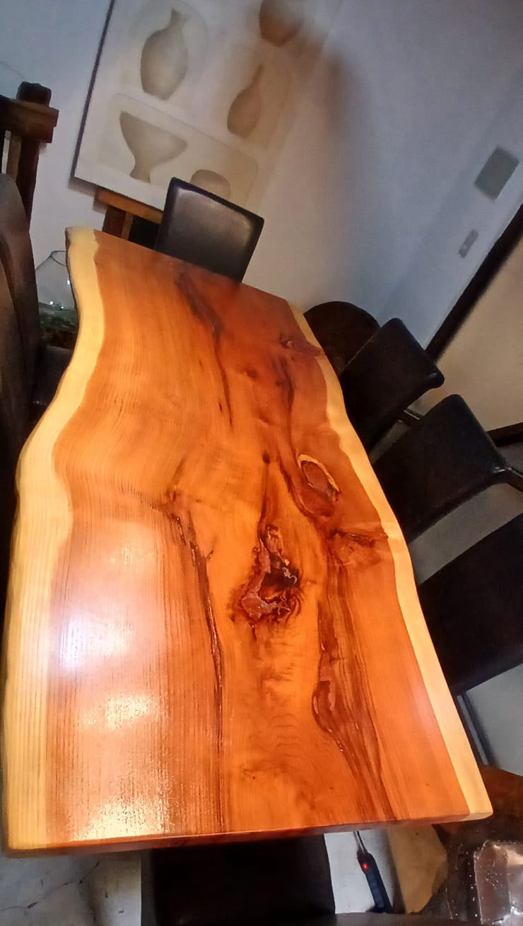 Borde natural de cubierta de madera de secuoya para mesa de comedor