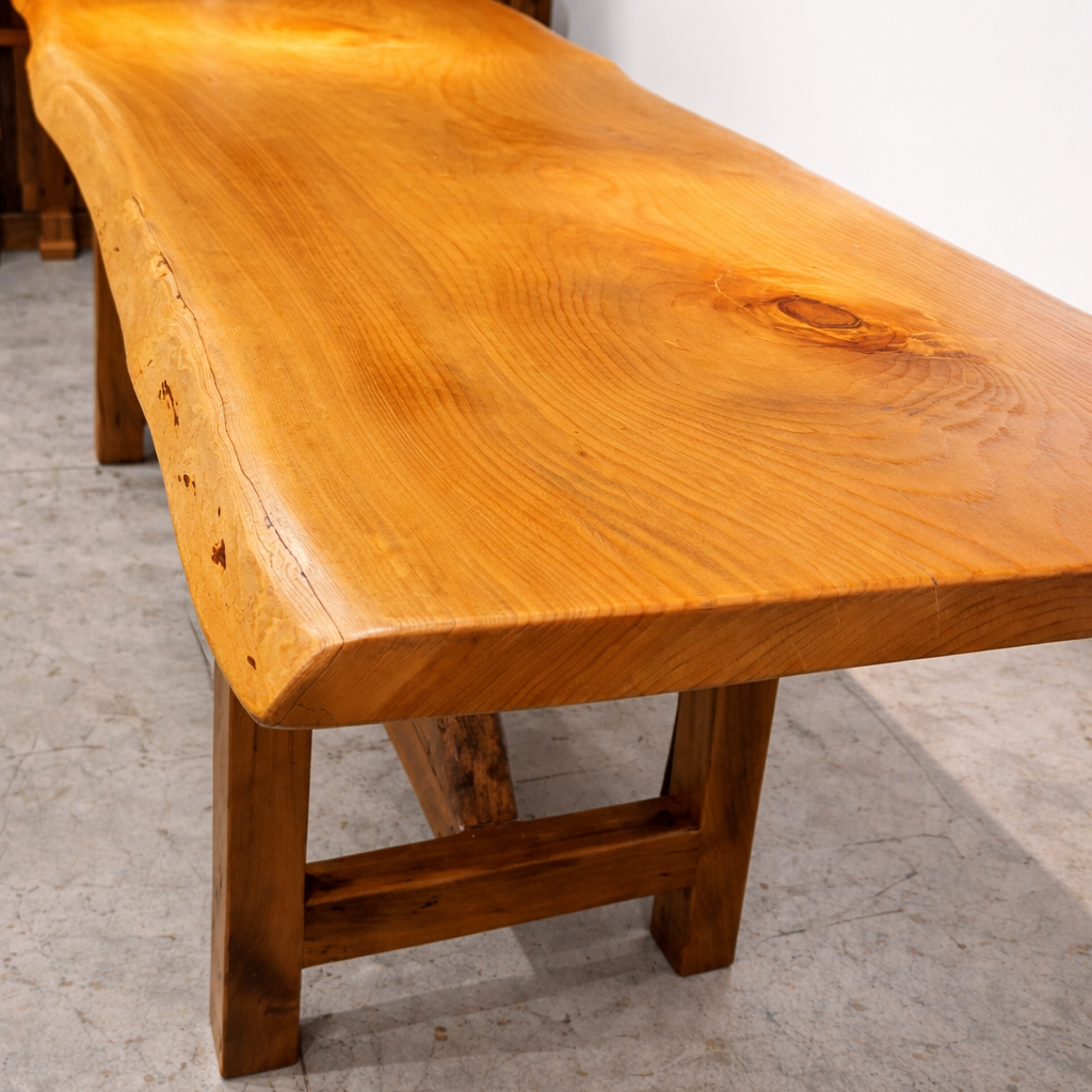 Mesón bar de cedro en pieza completa con base de roble