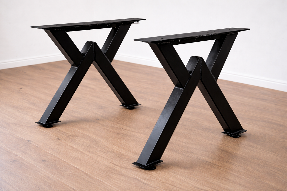 Estructura de patas en cros de fierro negro para mesa de comedor