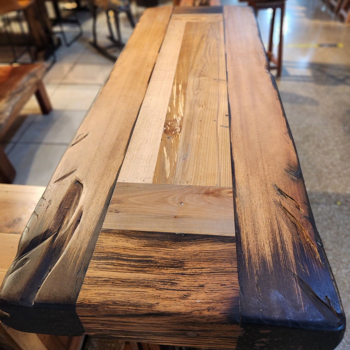 Detalles de vetas y textura natural de la madera durmientes de tren