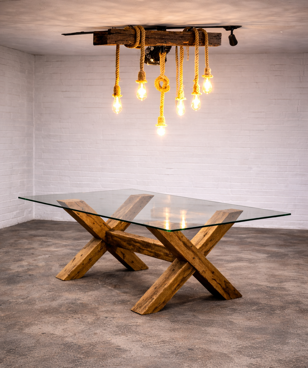 Mesa de Comedor Vidrio Cross Durmiente