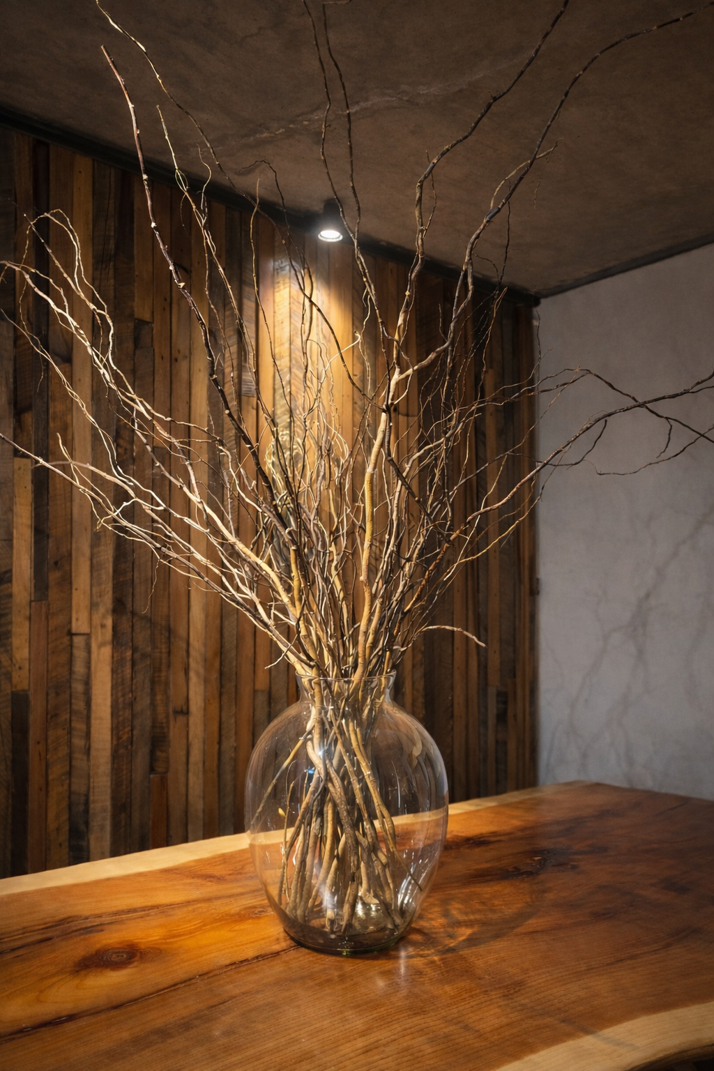 Jarrón de Vidrio con Ramas Naturales